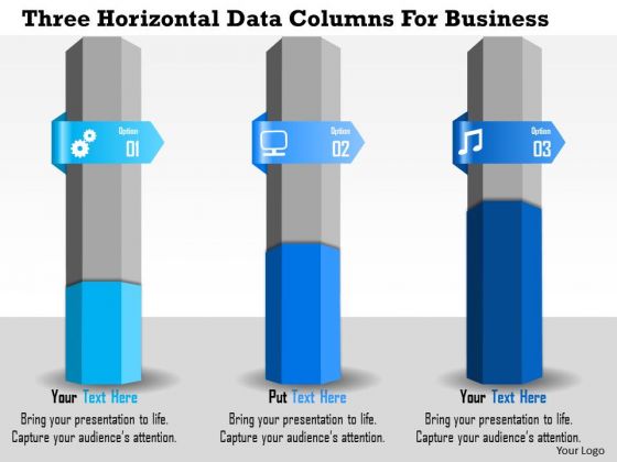 Business Diagram Three Horizontal Data Columns For Business Presentation Template