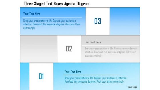 Business Diagram Three Staged Text Boxes Agenda Diagram Presentation Template
