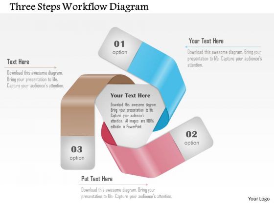 Business Diagram Three Steps Workflow Diagram Presentation Template