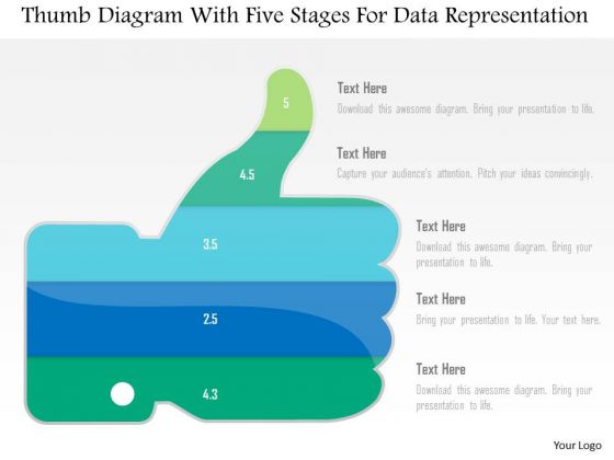 Business Diagram Thumb Diagram With Five Stages For Data Representation PowerPoint Slide