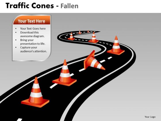 Business Diagram Traffic Cones Fallen Business Finance Strategy Development