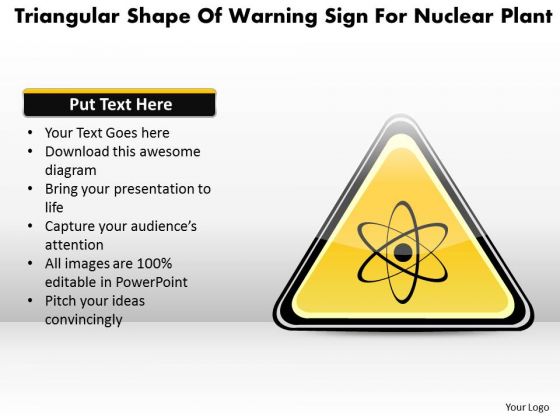 Business Diagram Triangular Shape Of Warning Sign For Nuclear Plant Presentation Template