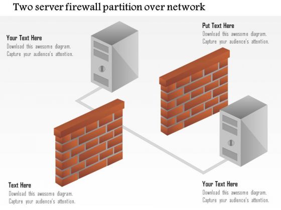 Business Diagram Two Servers Firewall Partition Over Network Ppt Slide
