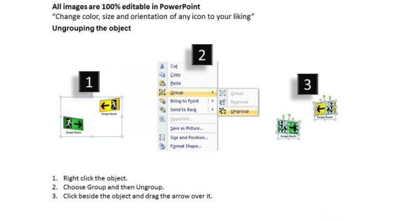 Business Diagram Two Warning Symbols For Escape Route Presentation Template