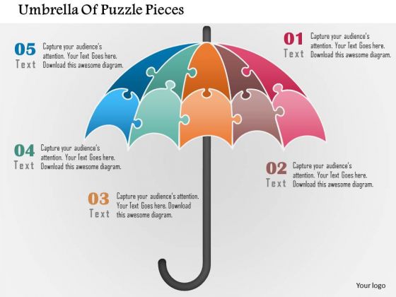 Business Diagram Umbrella Of Puzzle Pieces Presentation Template