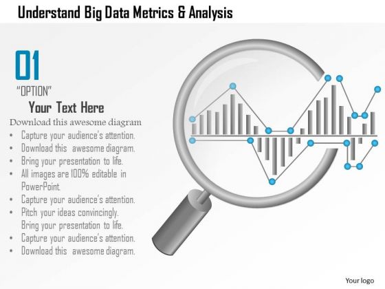 Business Diagram Understand Big Data Metrics And Analysis Showing By Magnifying Glass Ppt Slide