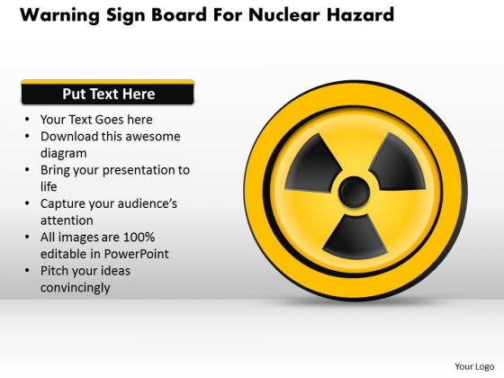 Business Diagram Warning Sign Board For Nuclear Hazard Presentation Template