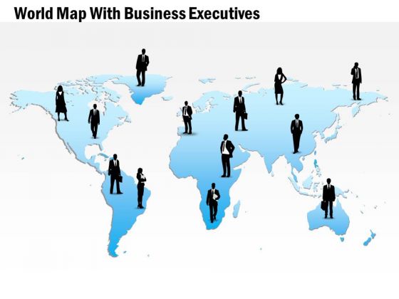 Business Diagram World Map With Business Executives Presentation Template