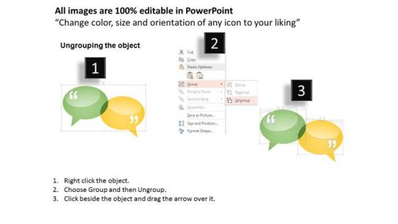 Business Diagram Yellow Green Talk Bubbles Presentation Template