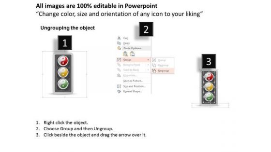 Business Diagram Ying Yang Style Traffic Lights Presentation Template