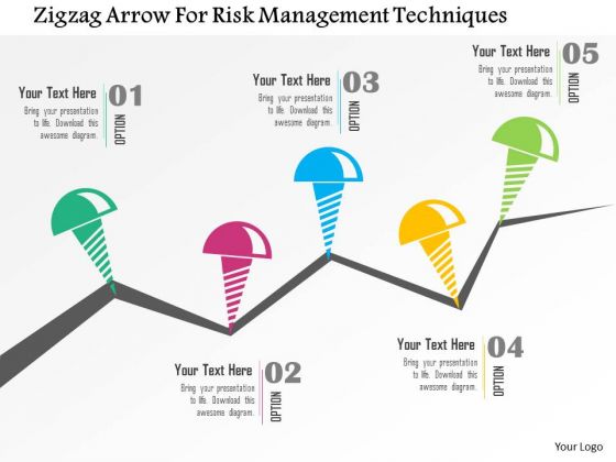 Business Diagram Zigzag Arrow For Risk Management Techniques Presentation Template