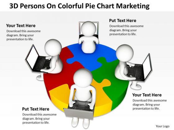 Business Diagrams Templates 3d Persons Colorful Pie Chart Marketing PowerPoint
