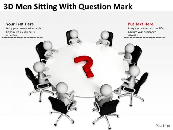 Business Entity Diagram 3d Men Sitting With Question Mark PowerPoint Slides