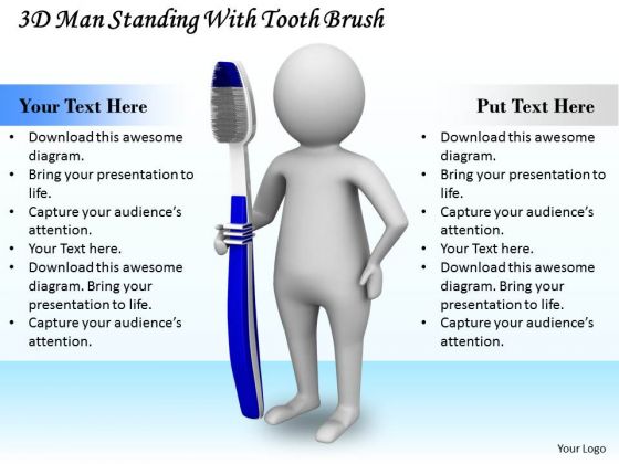 Business Expansion Strategy 3d Man Standing With Tooth Brush Adaptable Concepts