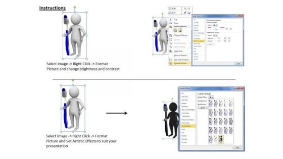 Business Expansion Strategy 3d Man Standing With Tooth Brush Adaptable Concepts