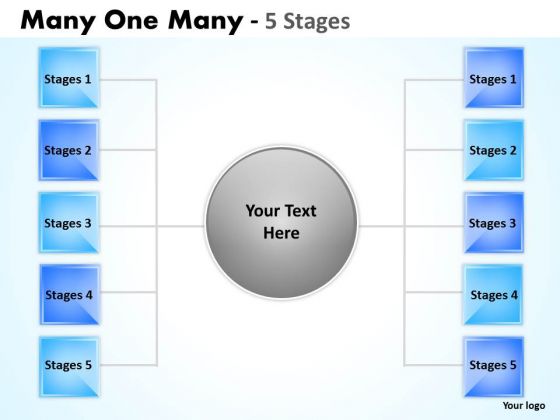 Business Finance Strategy Development Many One Many 5 Step Business Diagram