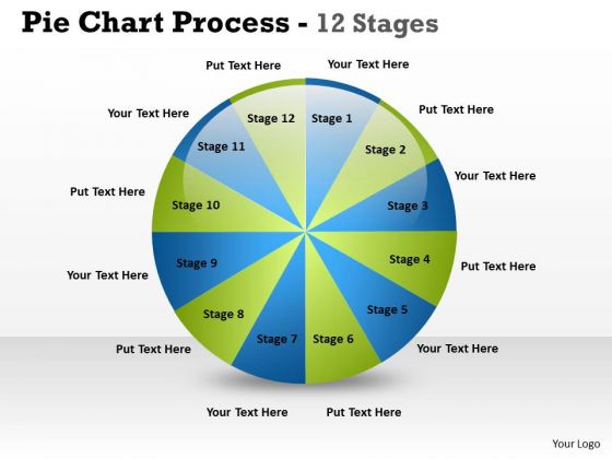 Business Finance Strategy Development Pie Chart Process 12 Stages Sales Diagram