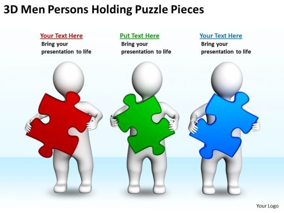 Business Flow Chart 3d Men Persons Holding Puzzle Pieces PowerPoint Templates