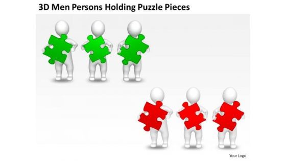 Business Flow Chart 3d Men Persons Holding Puzzle Pieces PowerPoint Templates