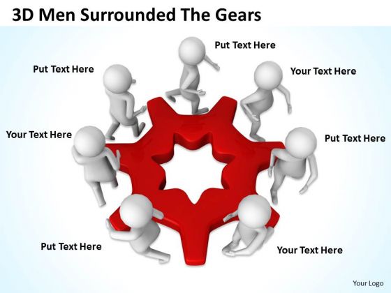 Business Flow Diagram Example 3d Men Surrounded The Gears PowerPoint Slides