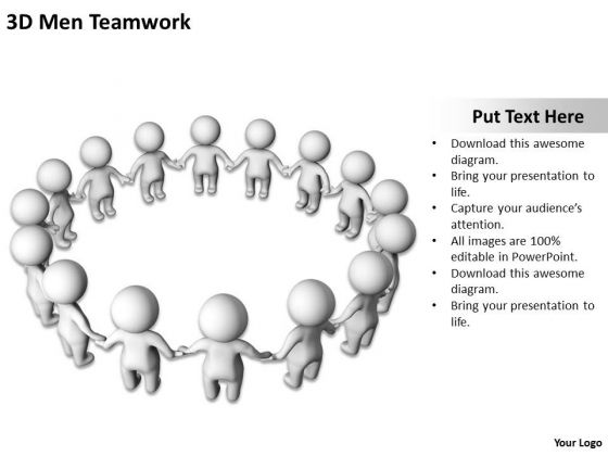 Business Flow Diagram Example 3d Men Teamwork PowerPoint Slides