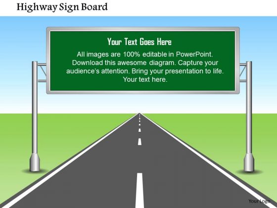 Business Framework Highway Sign Board With Editable Text PowerPoint Presentation