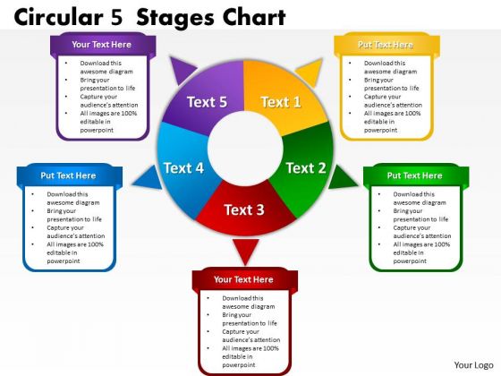 Business Framework Model Circular 5 Stages Chart Business Diagram