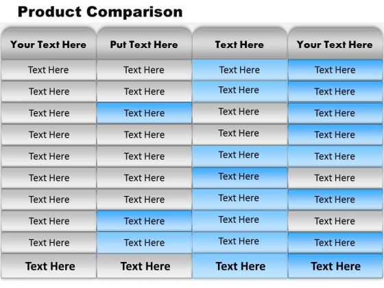 Business Framework Model Comparison Chart Of Business Product Business Diagram