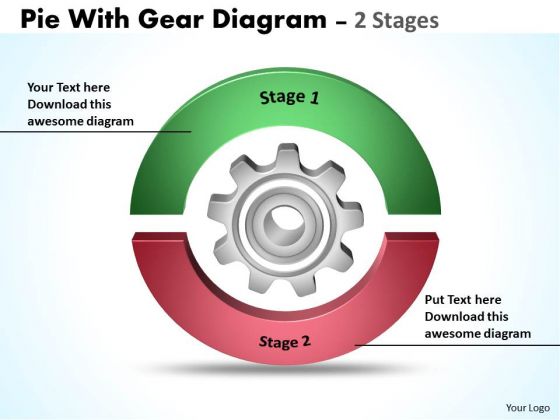 Business Framework Model Pie With Gear Diagram 2 Stages Marketing Diagram