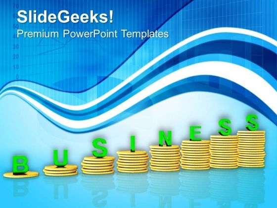 Business Growth Shown By Coin Stack PowerPoint Templates Ppt Backgrounds For Slides 0313