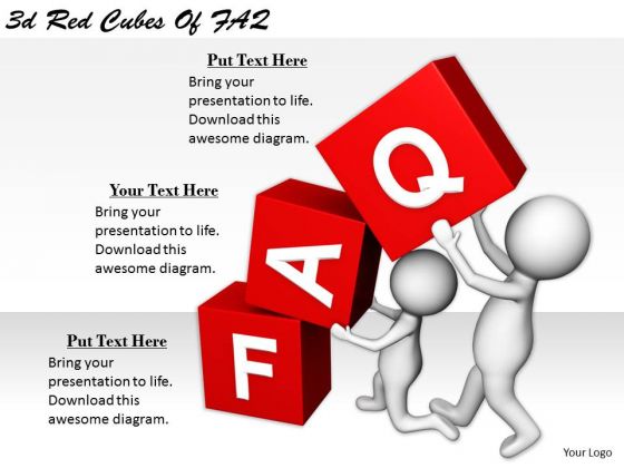 Business Intelligence Strategy 3d Red Cubes Of Faq Character Models