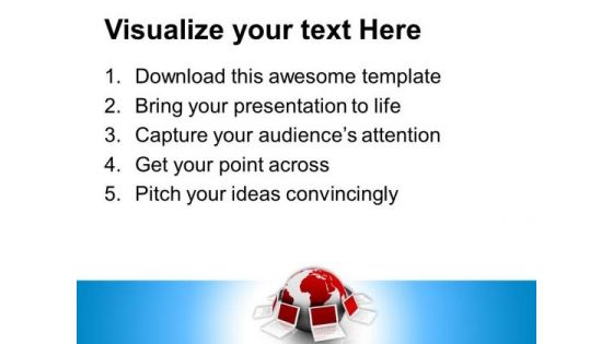 Business Laptop Connected To Globe Communication PowerPoint Templates And PowerPoint Themes 0812