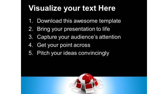 Business Laptop Connected To Globe Communication PowerPoint Templates And PowerPoint Themes 0812