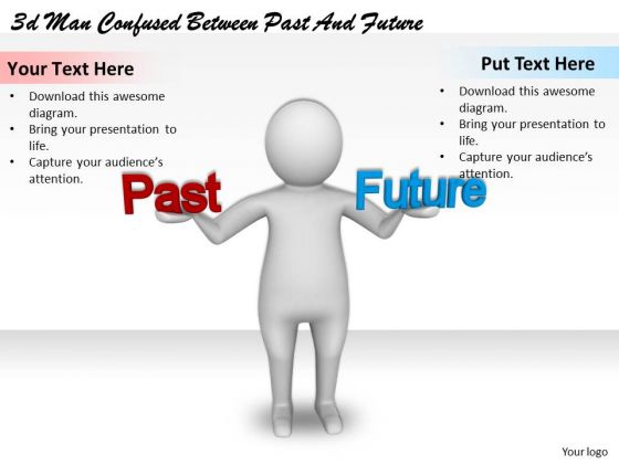 Business Level Strategy 3d Man Confused Between Past And Future Character Modeling