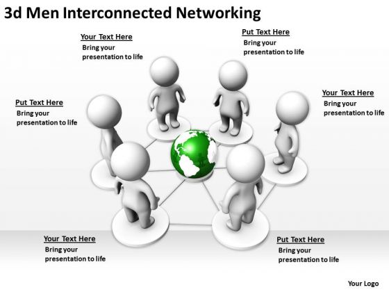 Business Logic Diagram 3d Men Interconnected Networking PowerPoint Templates