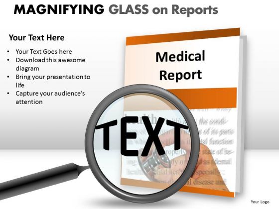 Business Magnifying Glass On Report PowerPoint Slides And Ppt Diagram Templates