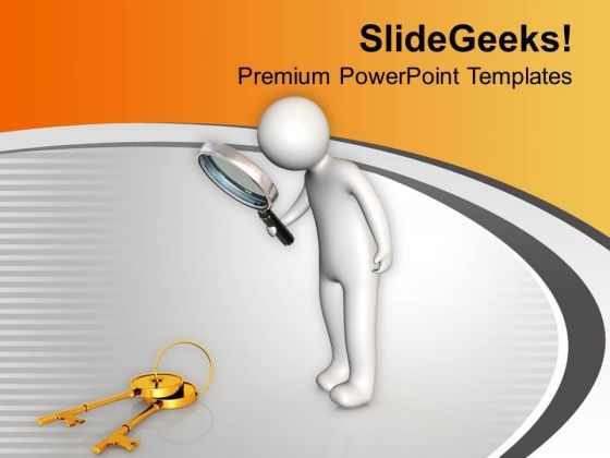 Business Man Looking Towards Key To Success PowerPoint Templates Ppt Backgrounds For Slides 0213
