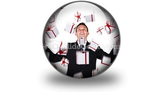 Business Man With Gifts PowerPoint Icon C
