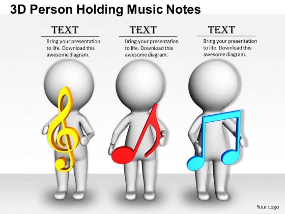 Business Management Strategy 3d Person Holding Music Notes Character