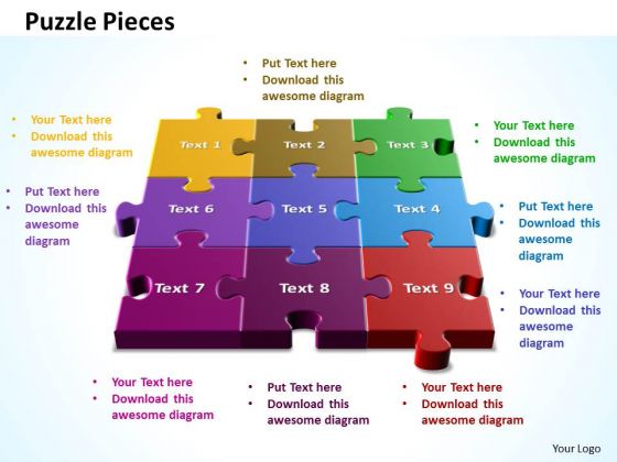 Business Marketing PowerPoint Templates Business 3d Puzzle Pieces Put Together Ppt Slides