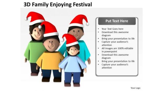 Business Model Diagram 3d Family Enjoying Festival PowerPoint Templates