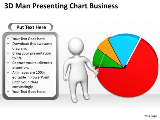 Business Model Diagram Examples 3d Man Presenting Chart PowerPoint Theme Slides
