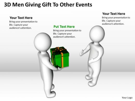 Business Model Diagrams 3d Men Giving Gift To Other Events PowerPoint Slides