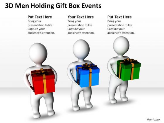 Business Model Diagrams 3d Men Holding Gift Box Events PowerPoint Slides