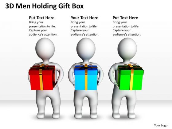 Business Model Diagrams 3d Men Holding Gift Box PowerPoint Slides