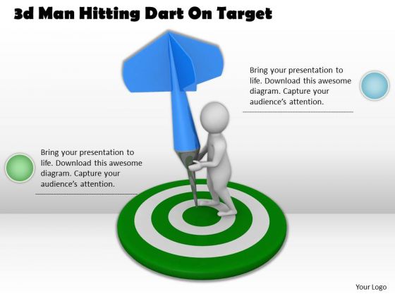 Business Model Strategy 3d Man Hitting Dart On Target Basic Concepts