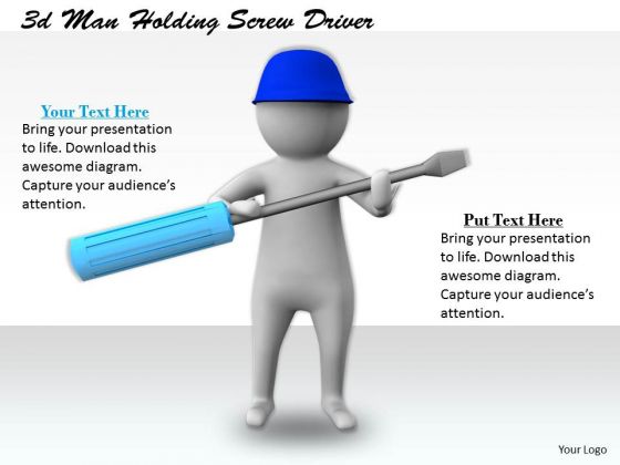 Business Model Strategy 3d Man Holding Screw Driver Adaptable Concepts