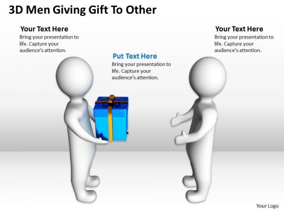 Business Network Diagram Examples 3d Men Giving Gift To Other PowerPoint Slides