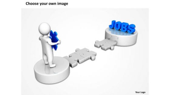 Business Organizational Chart Examples 3d Man And Puzzle With Jobs PowerPoint Templates