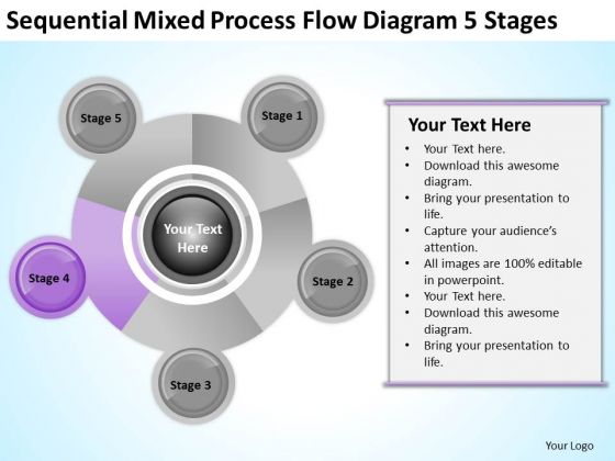 Business Organizational Chart Examples Mixed Process Flow Diagram 5 Stages Ppt PowerPoint Slide